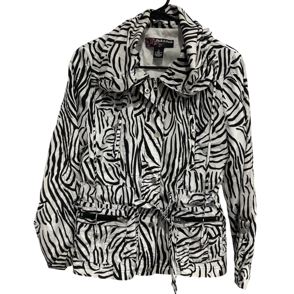 Peck & Peck Zebra Print Lightweight Womens Jacket… - image 1